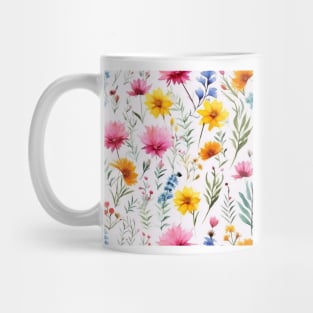 Watercolor Assorted Wildflowers Pattern 4 Mug